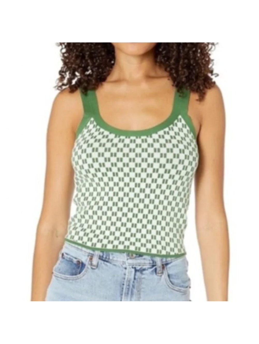 Abercrombie & Fitch Green Knit Jacquard Crop Tank Top XS